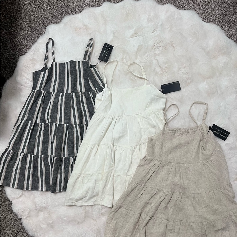 Little Bipsy Black and White Sundress Sleeveless Spaghetti Strap Casual